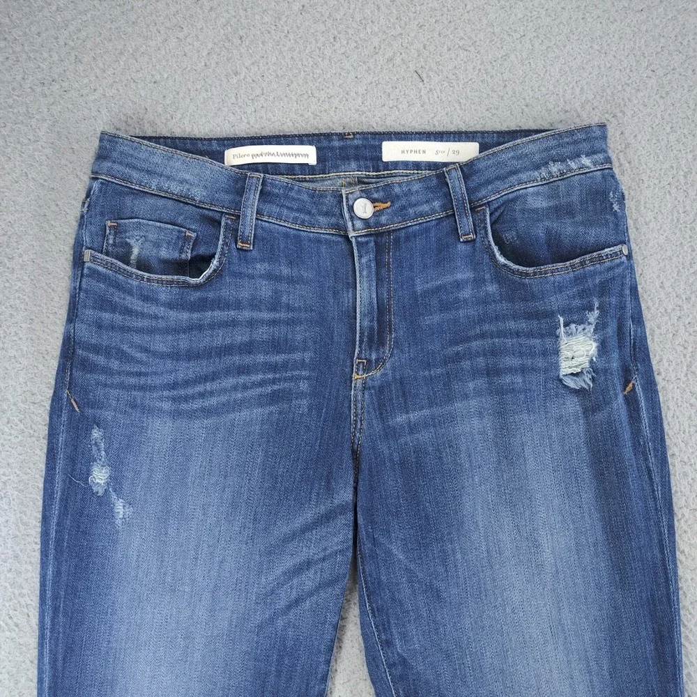 Pilcro and the Letterpress Jeans Womens 29 Blue Hyphen Medium Wash Distressed